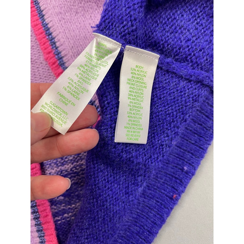 Lilly Pulitzer Ombre Stripe Open Front Cardigan Pink Purple Blue Metallic Small - Picture 2 of 11